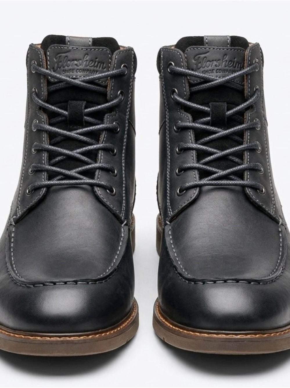 NIB Florsheim Men’s Black Leather Moc Toe Side Zip Boots. Size 10.5 M
